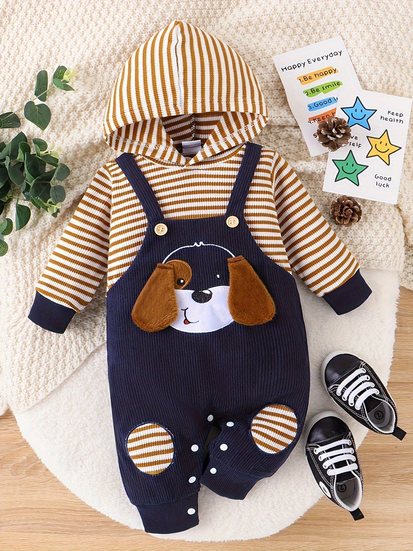 Baby Boy Long Sleeve Romper And Pocket Pants Set For 0 To 18 Months Winter Fall Outfit Cozy Cotton