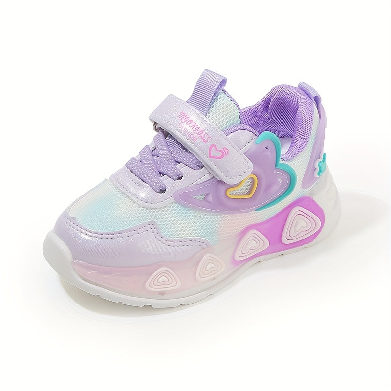 Summer Young Girls Sports Shoes with Luminous Belt Light Breathable Mesh Casual Style