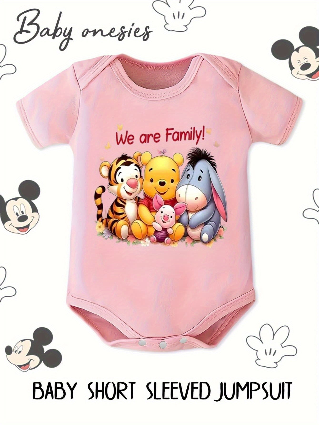 Disney Winnie the Pooh Tigger Piglet Eeyore Baby Bodysuit Summer Romper 100 Percent Cotton