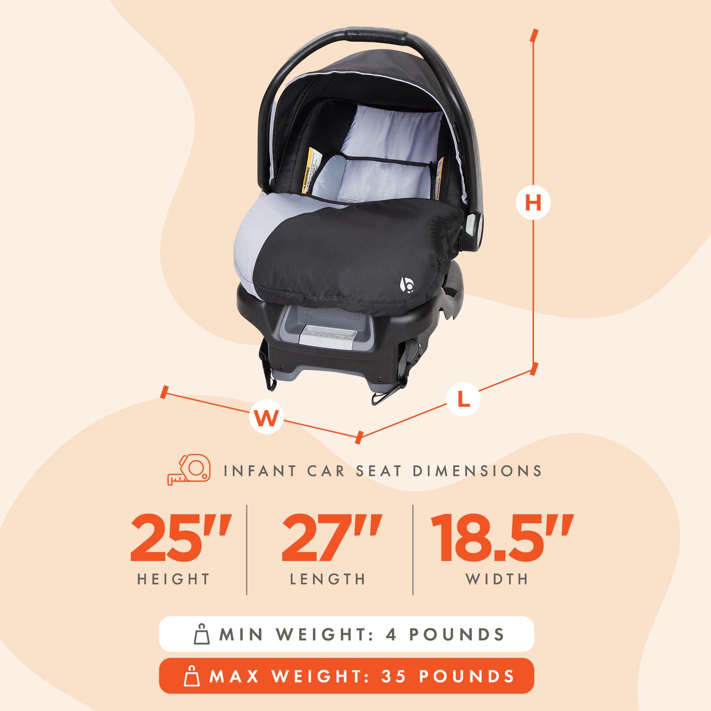 Ally Newborn Baby Infant Car Seat Carrier Travel System with Harness and Extra Cozy Cover for Babies Up to 35 Pounds, Stormy