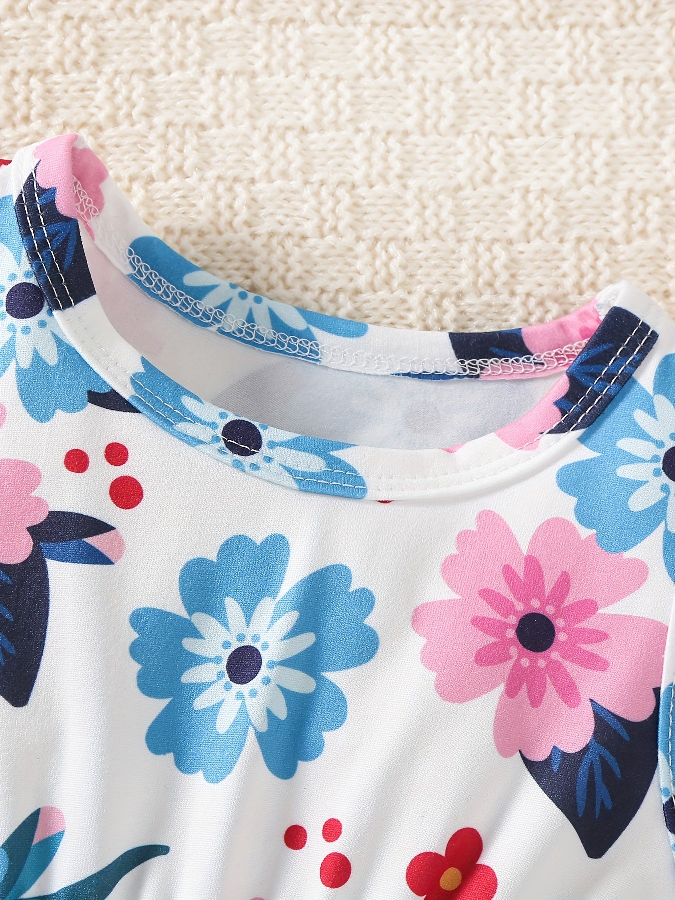 Floral Print Infant Romper 6 Piece Set With Headbands