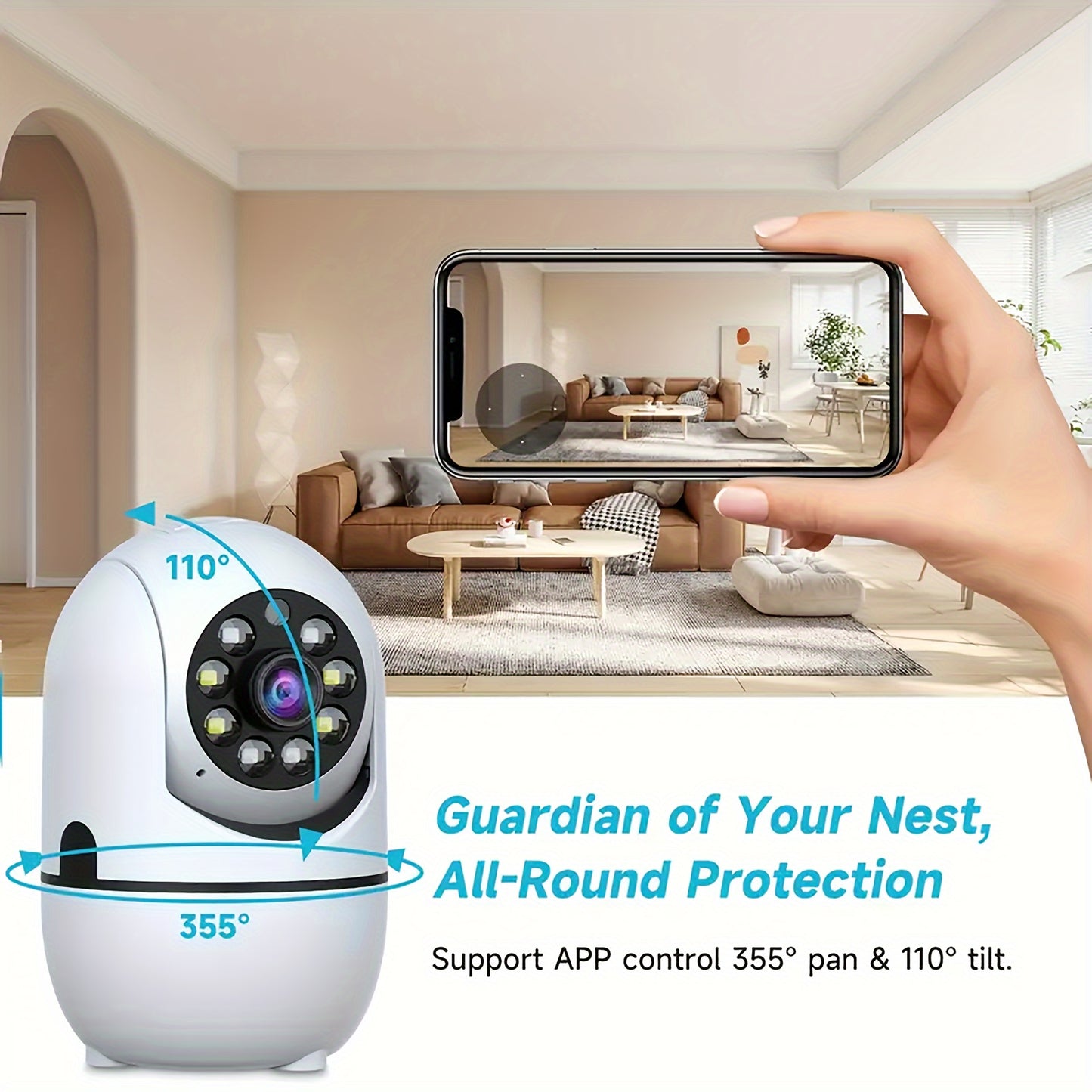4pcs Wireless Indoor Security Camera Set with 355 Degree Pan Tilt Night Vision and Two Way Talk