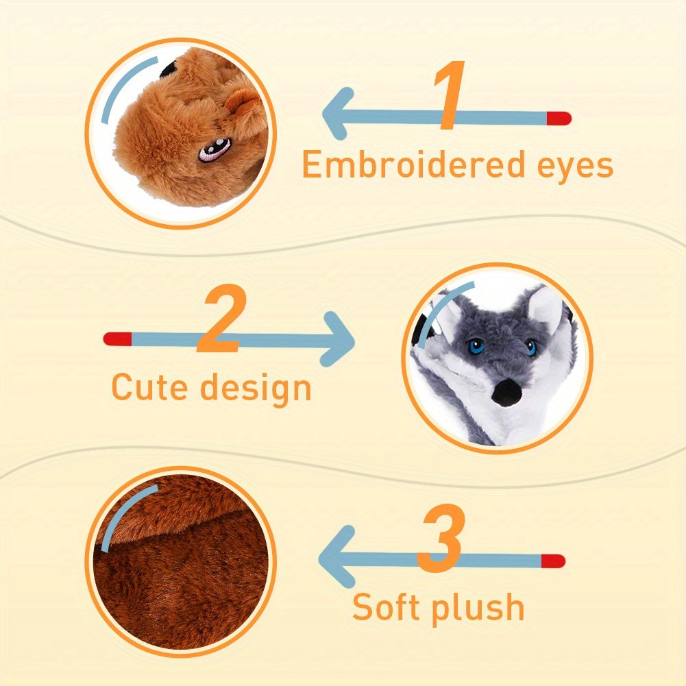 5 Pack Stuffing Free Squeaky Dog Toys for Aggressive Chewers Plush Crinkle Sounds