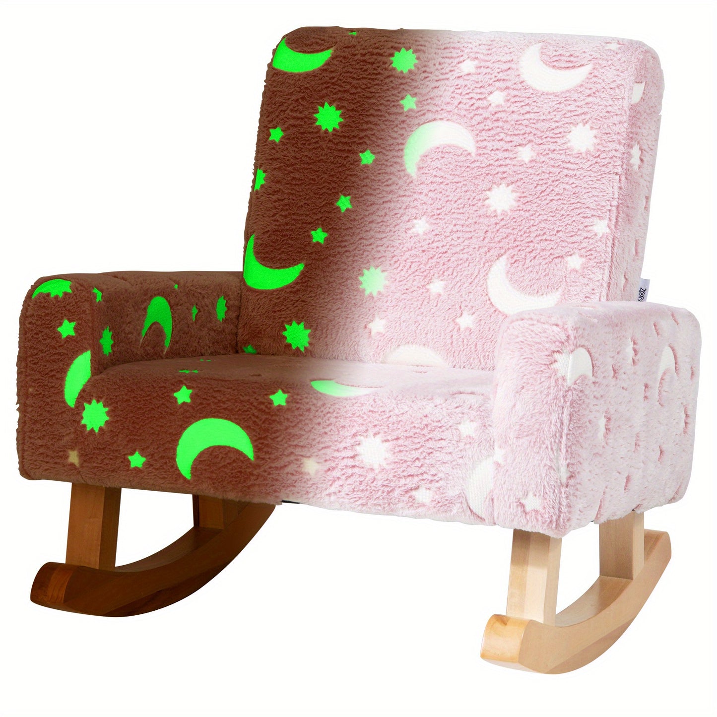 LIFEZEAL Kids Rocking Chair Upholstered Flannel Glow in the Dark Comfy Armchair for Playroom