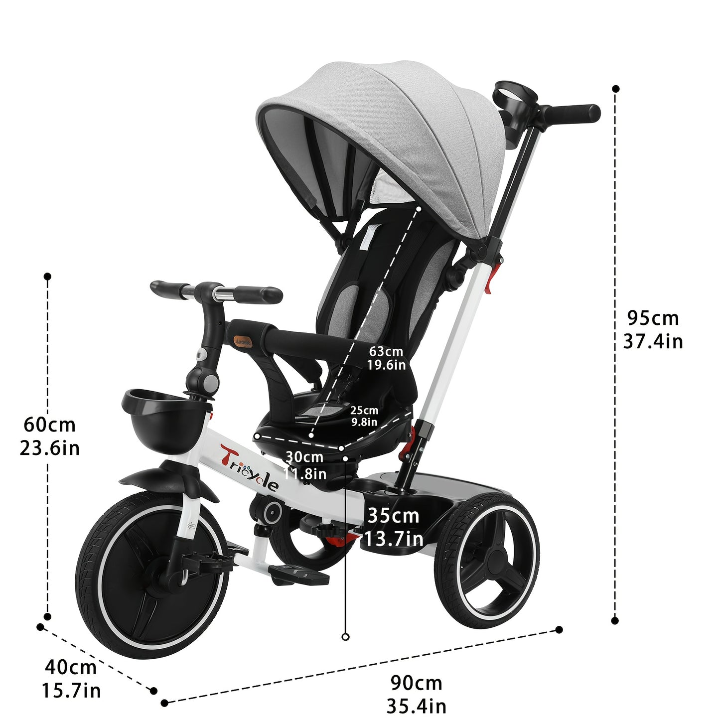 Multi-Functional 6-in-1 Tricycle Stroller with Adjustable Canopy and Shock Absorption