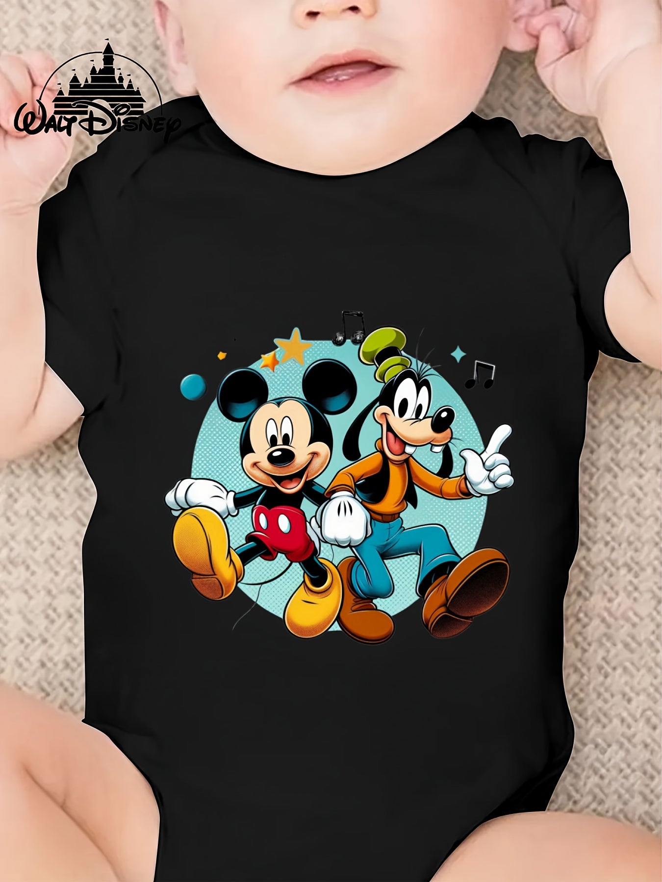 Disney Baby Mickey and Goofy Cute Printed Triangle Onesie for Outdoor Fun 0-3 Years