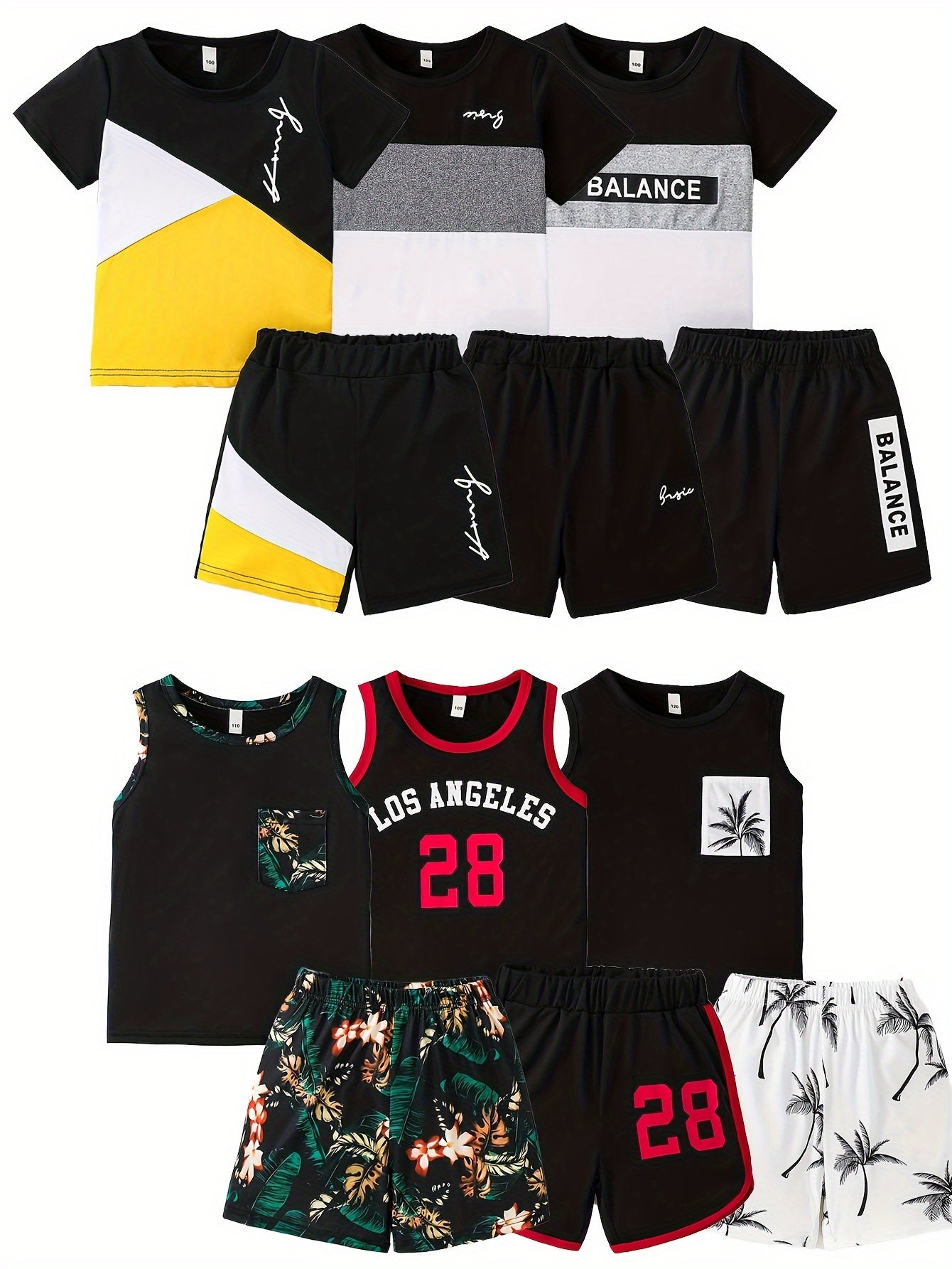 [Summer Boys Shorts] 12pcs Summer Boys Fashion Shorts Suit | Targeted Development Of New Printed Casual Suit