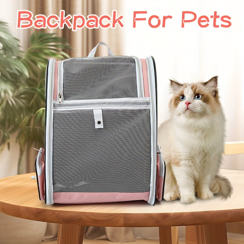 Breathable Cat Backpack Travel Bag With Zipper Closure