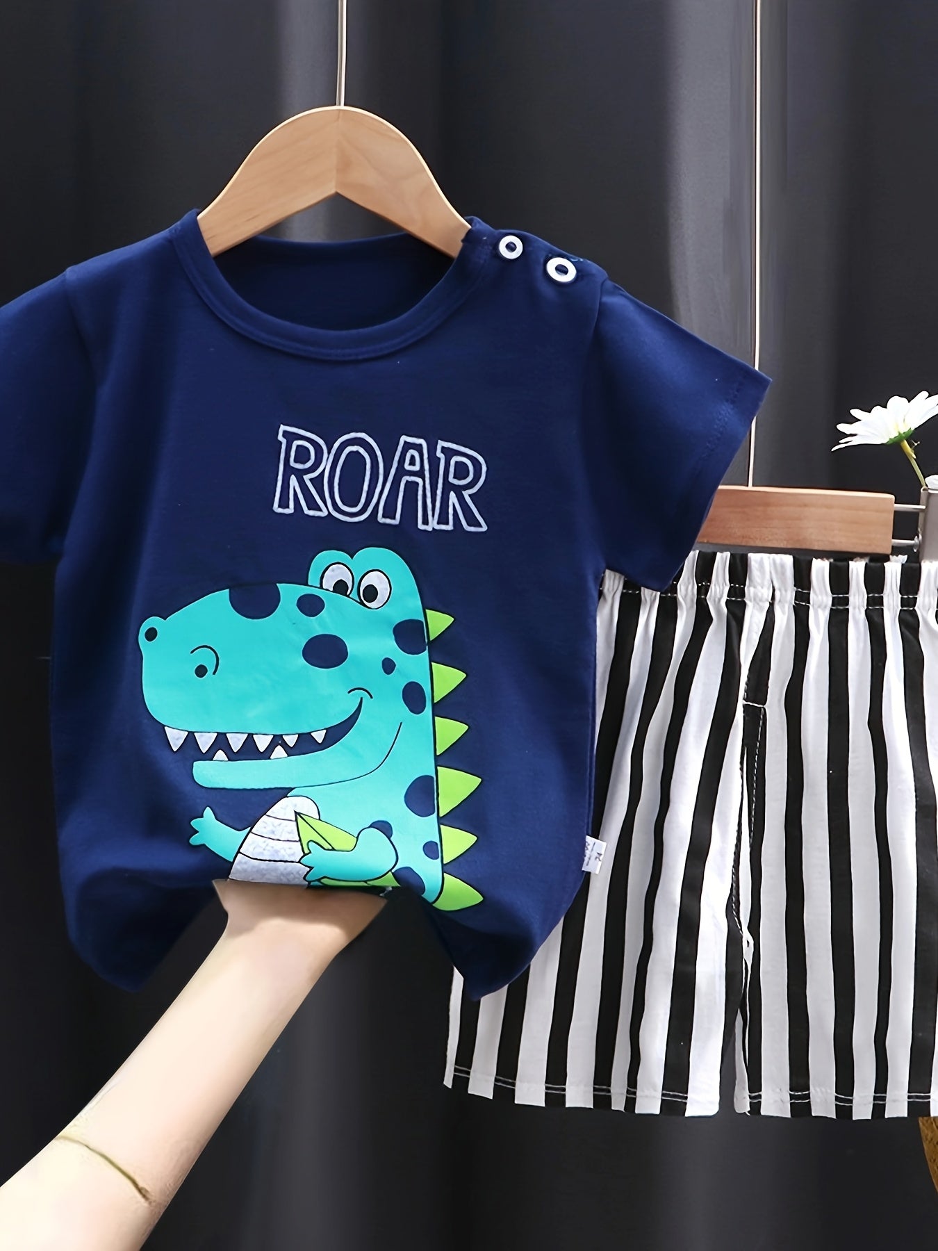 [Summer Baby Suit] Eight-piece Set New Summer Baby Short Sleeve Suit | Four Sets, Pure Cotton Material, Dinosaur Car Print, Comfortable And Breathable, Best Gift For Children