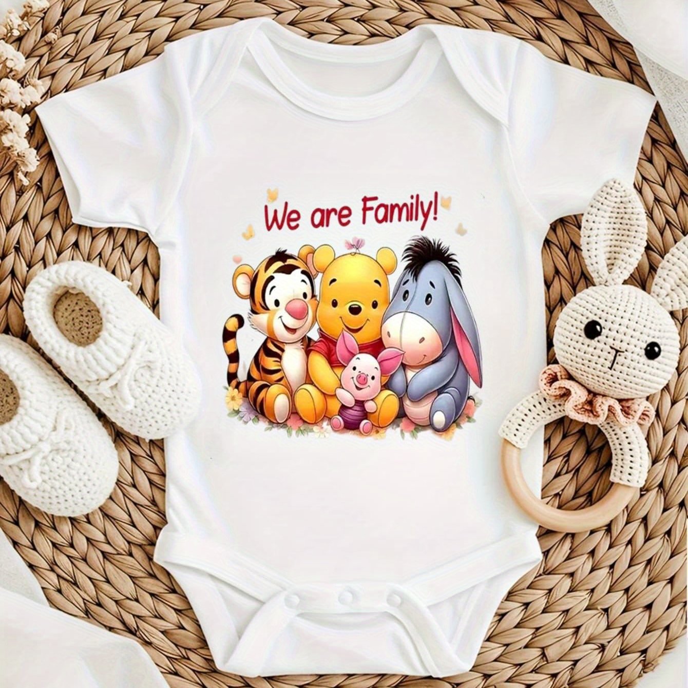 Disney Winnie the Pooh Tigger Piglet Eeyore Baby Bodysuit Summer Romper 100 Percent Cotton