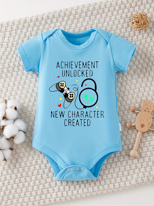 Achievement Unlocked New Character Created Baby Boys Romper 100 Percent Cotton Summer Outfit