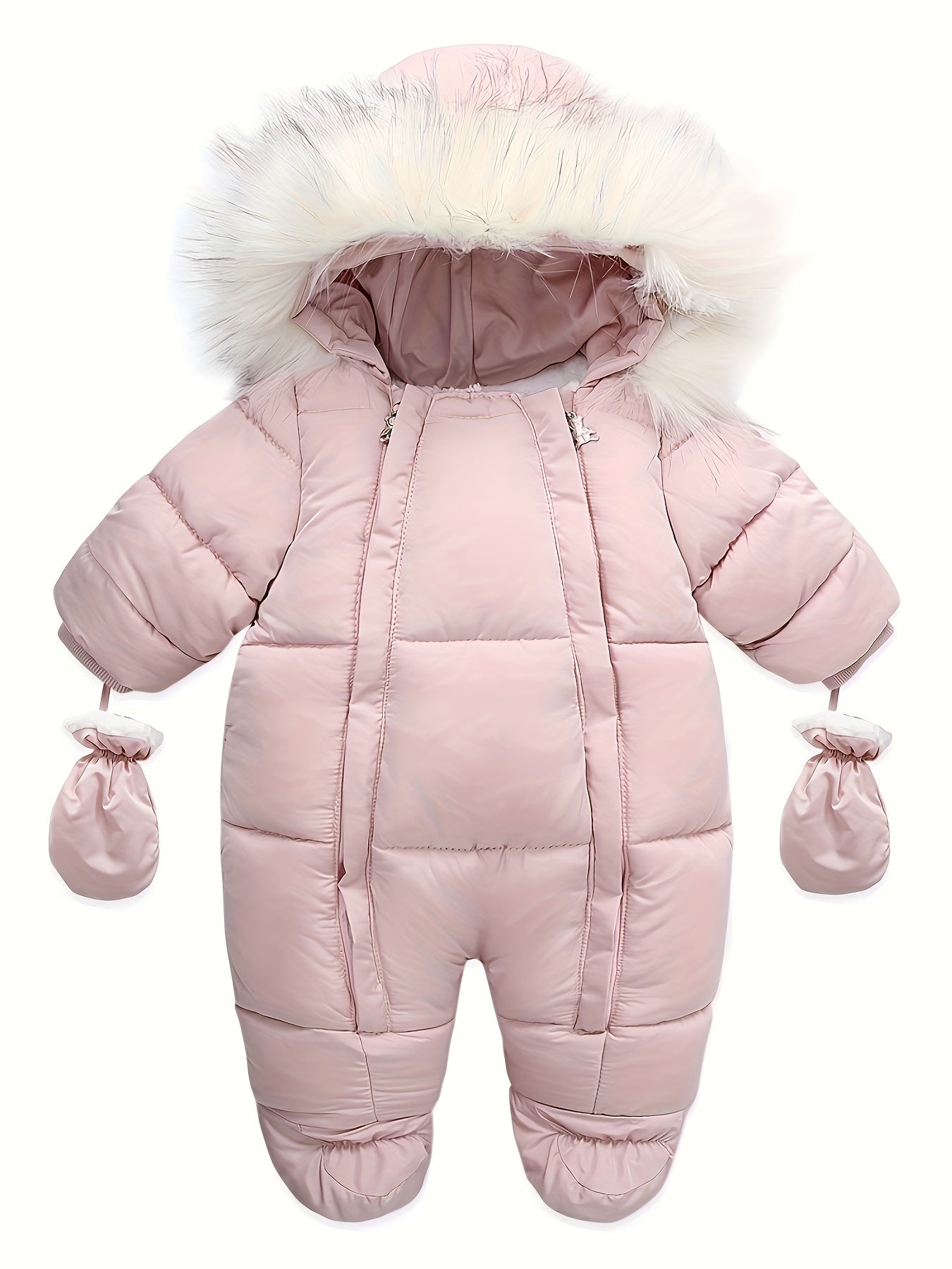 Winter Snowsuit Romper With Hooded Footie For Babies