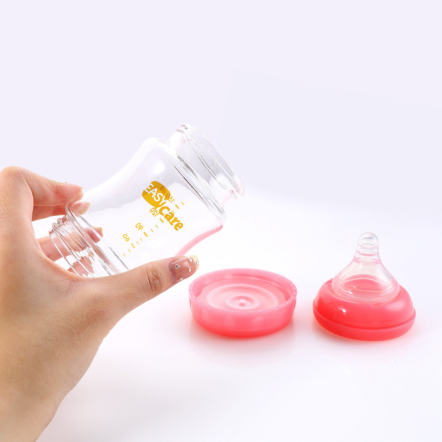 5pcs Easycare Wide Mouth Glass Baby Bottles with Sippy Cup Perfect for Celebrations