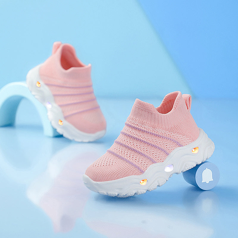 2026 New Youngsters Glowing Sneaker Lights Slip On Non-Slip Soft Pink Casual Shoes