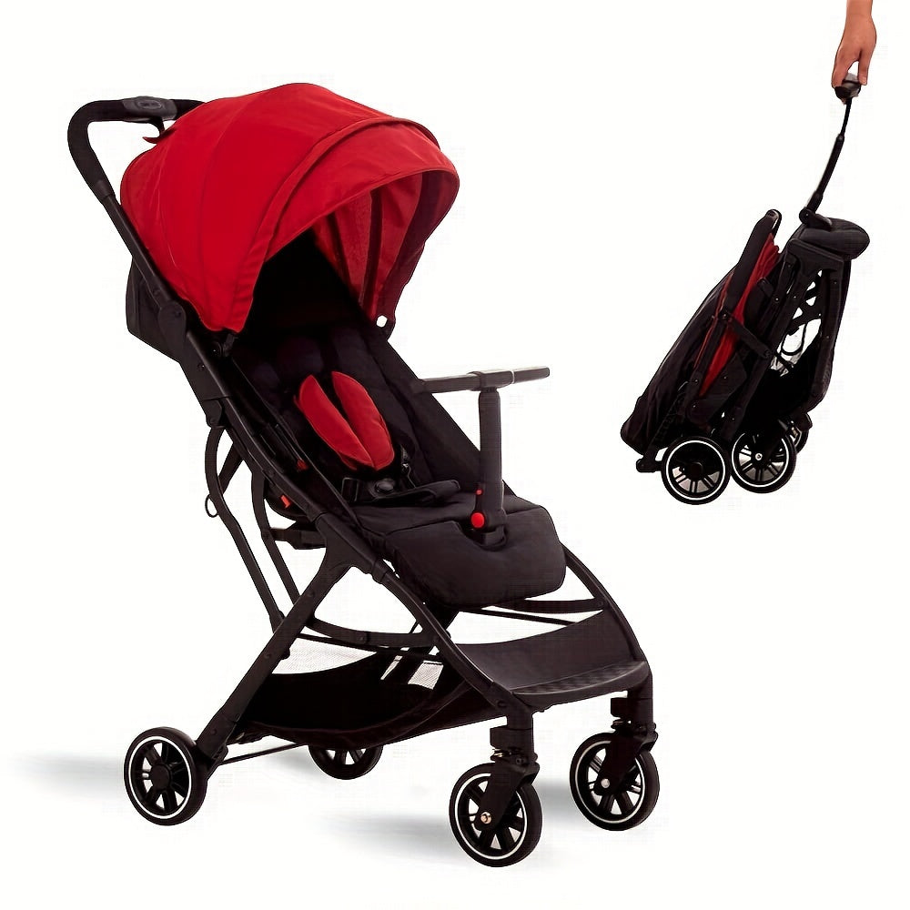 Compact Travel Stroller - Lightweight, One-Hand Folding, Adjustable Backrest & Footrest, Alloy Steel Frame, for Youngsters 6-36 Months