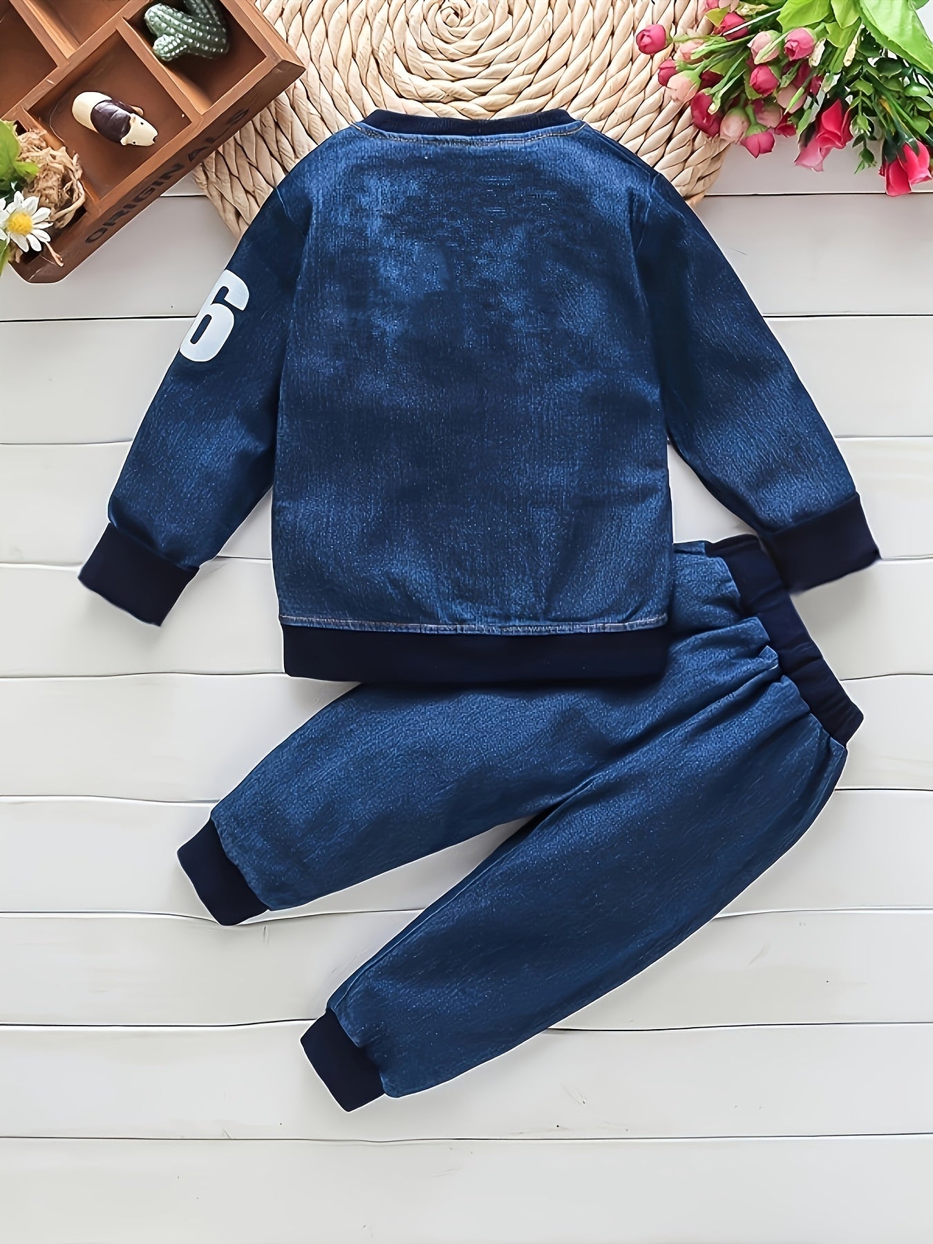 Boys Clothes Casual Outfits For Children Two Piece Suit Denim Jacket+Denim Pants, for Outdoor