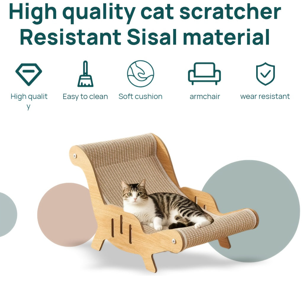 Extra Large Durable Cat Scratching Board Lounge Chair Made with Sisal for Indoor Cats