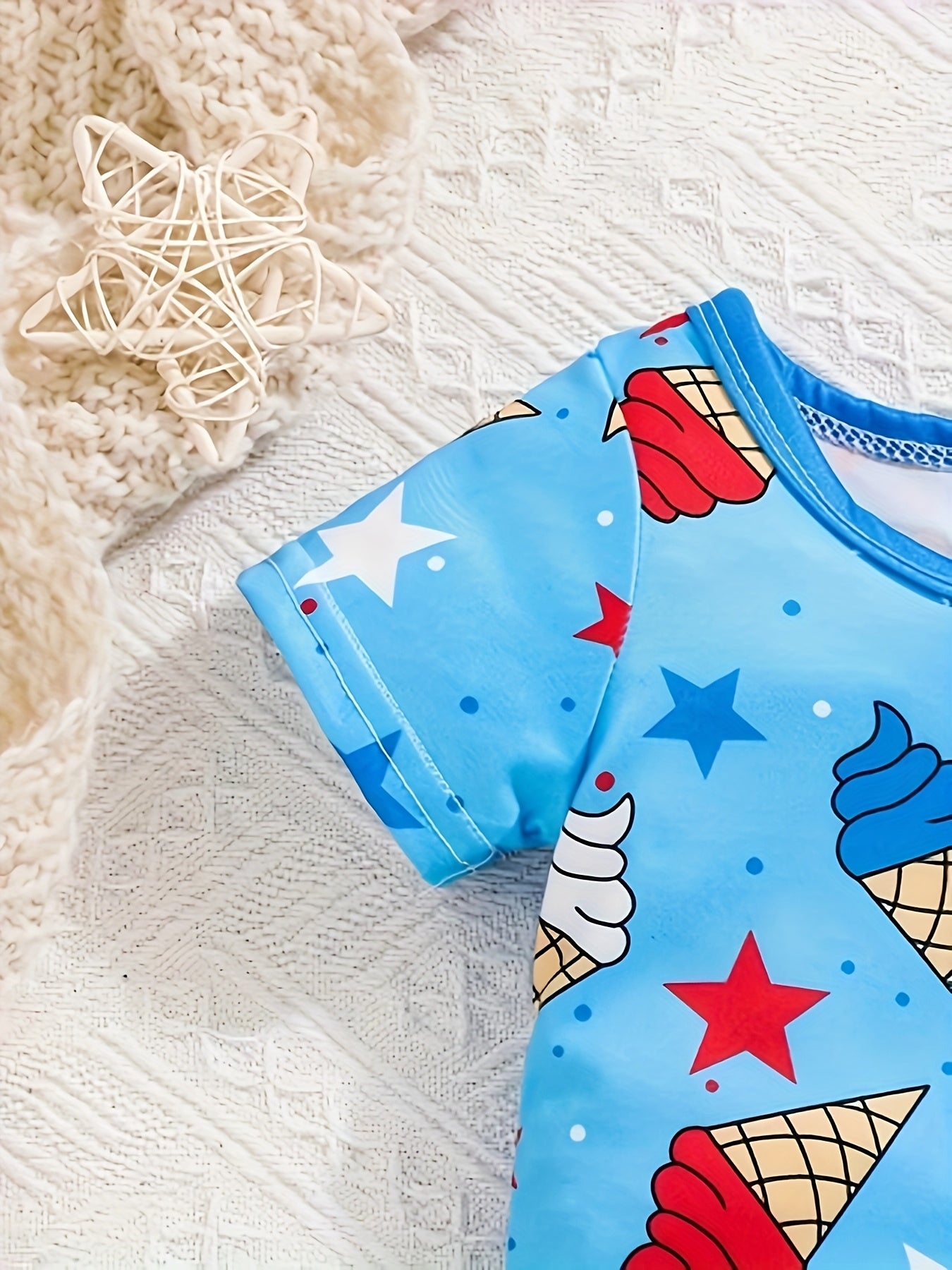 Baby Onesies Independence Day Cartoon Print for Boys and Girls Outdoor Fun