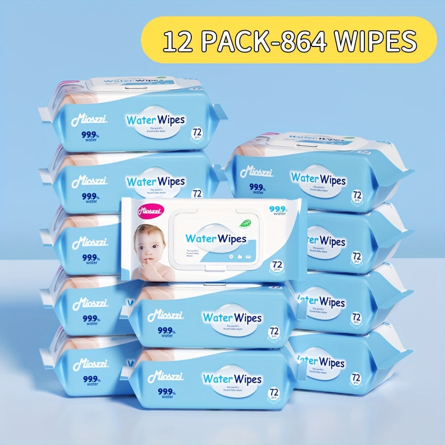 864pcs Water Wipes Pure Water Unscented & Hypoallergenic For Sensitive Skin Can Use Cleaning Wet Wipes Wipes Water Wipes 12 Packs Gifts For Family Mom - Loving Babies & Pets Shop
