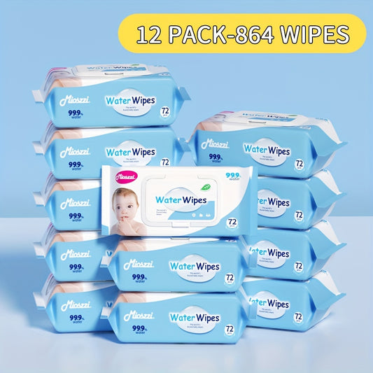 864pcs Water Wipes Pure Water Unscented & Hypoallergenic For Sensitive Skin Can Use Cleaning Wet Wipes Wipes Water Wipes 12 Packs Gifts For Family Mom - Loving Babies & Pets Shop