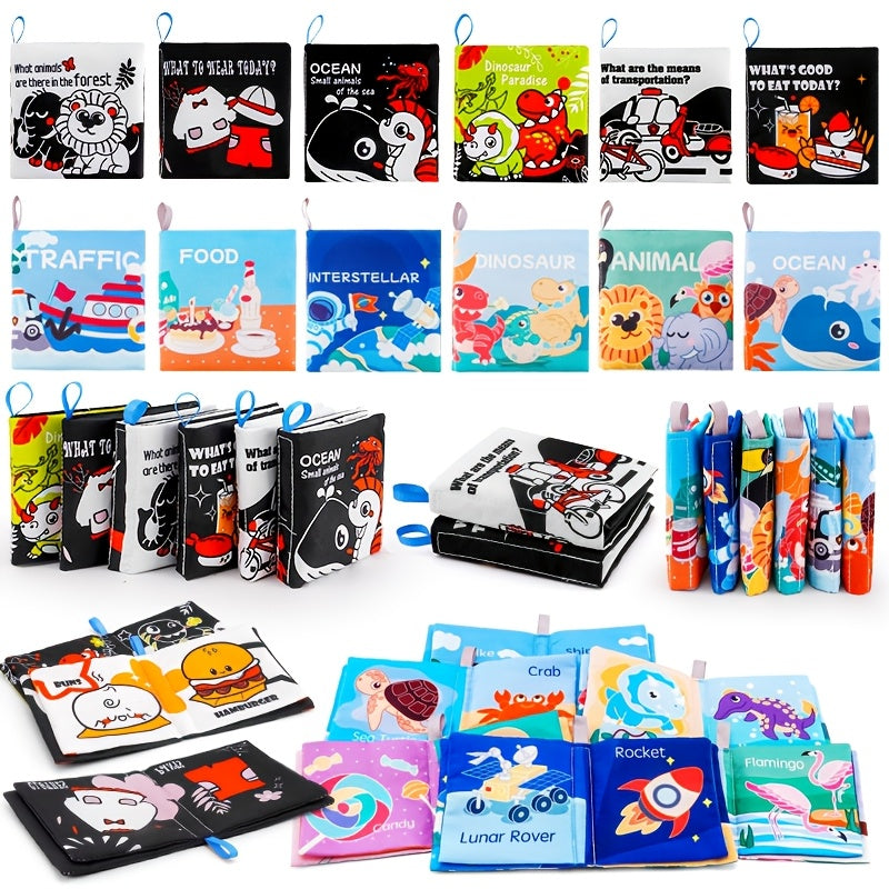 12pcs Soft Baby Crinkle Books Nontoxic Polyester Sensory Learning Toys for Kids