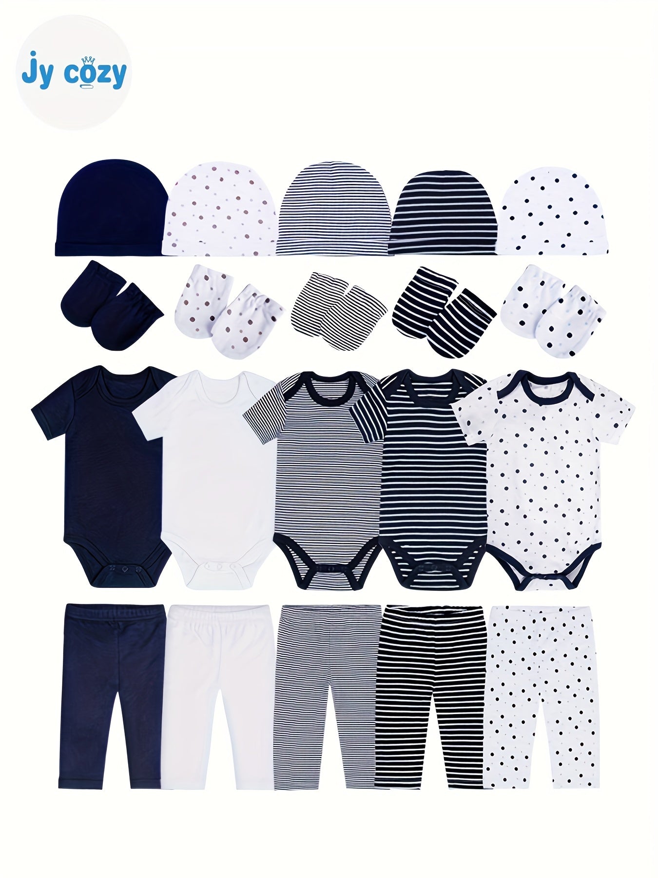 20pcs Bamboo Fiber Baby Boy Clothing Set with Tops Pants Hats and Gloves for Outdoor Use