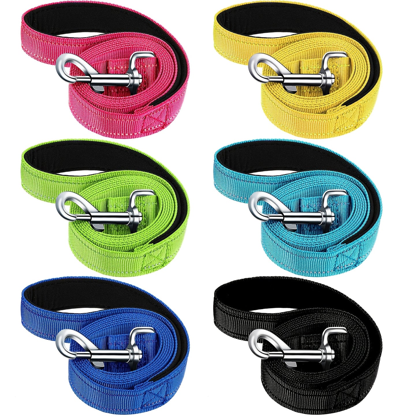 6 Pack Nylon Dog Leash Bulk 5 ft Dog Training Leashes for Medium and Large Dogs Heavy Duty Padded Handle Dog Leash Puppy Traction Rope for Walking Play Camping