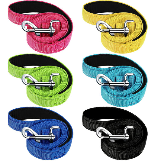 6 Pack Nylon Dog Leash Bulk 5 ft Dog Training Leashes for Medium and Large Dogs Heavy Duty Padded Handle Dog Leash Puppy Traction Rope for Walking Play Camping