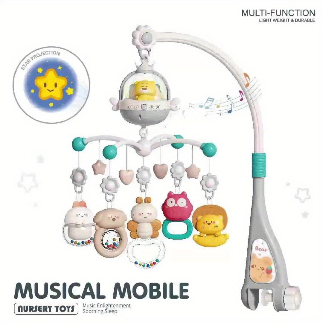Newborn Crib Mobile With Remote Projection And Music Box Toy Cute Bear Rattle Gift For Baby