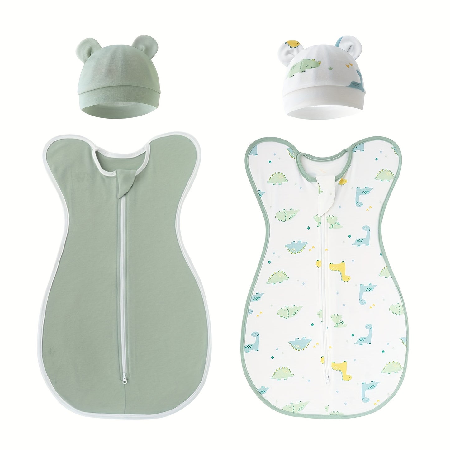 Set Of 2 Super Soft Newborn Sleeping Bags (Suitable for 0-6 Months) - Double Zipper, Breathable And Soft, Kids Wearable Blanket with Matching Hood, Suitable for Newborn Kids Girls, Great Newborn Gift