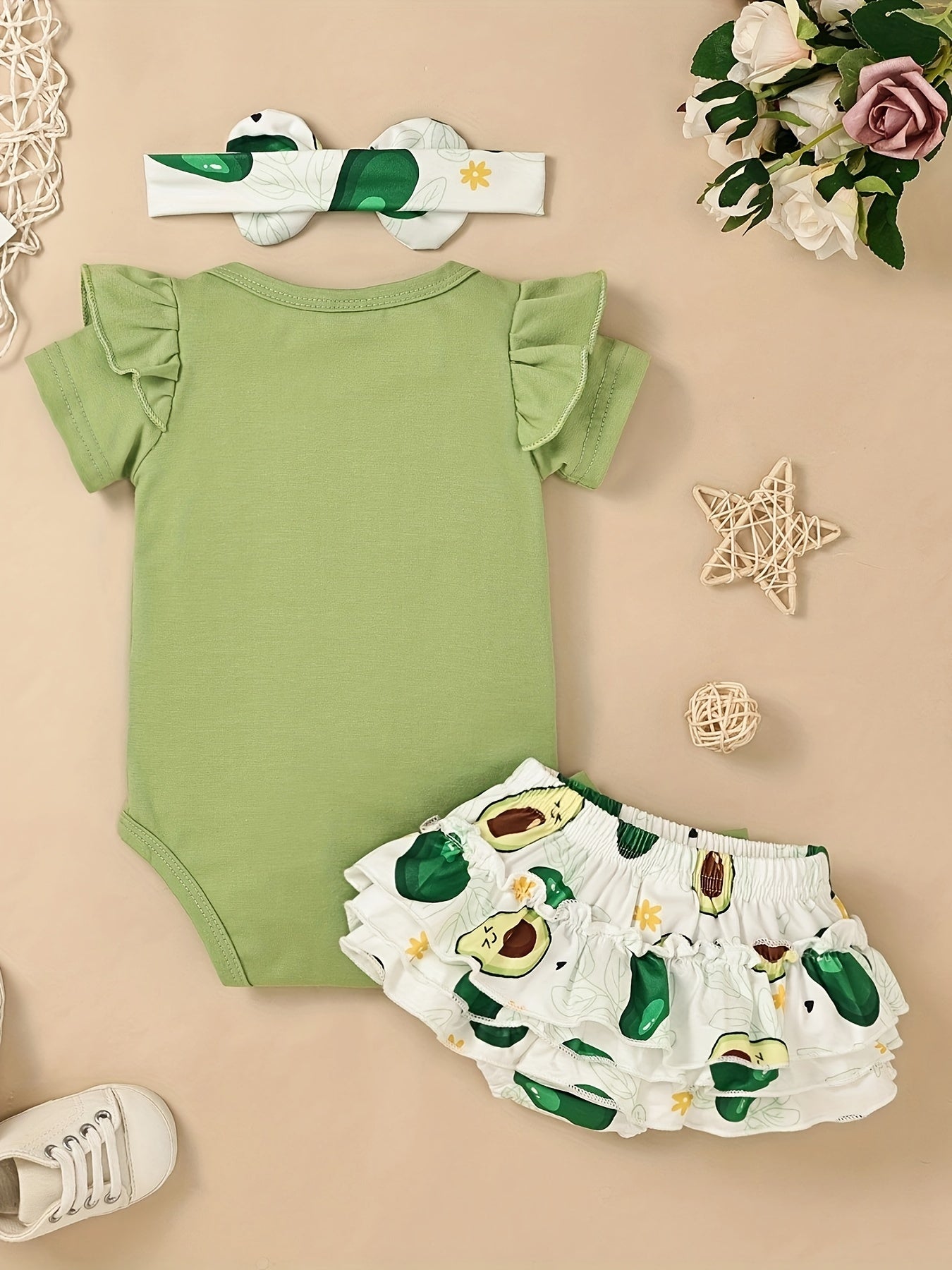 Newborn Baby Girl Summer Shorts Set Ruffle Romper Cute Infant Outfits 0-18 Months