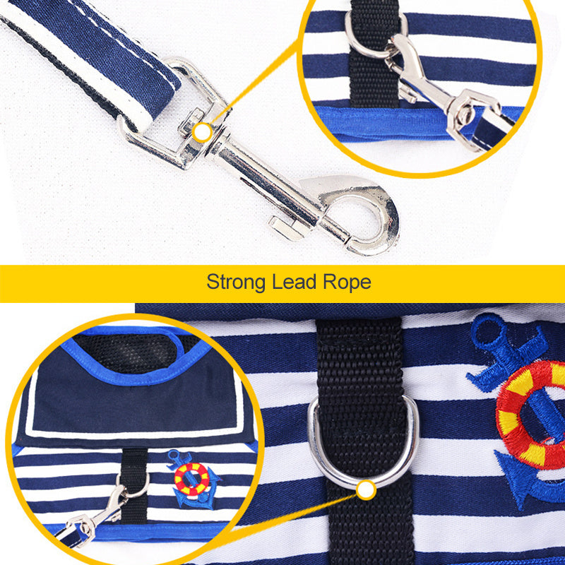 Cute Adjustable Dog Harness Vest Set for Small Dogs Red and Blue No Pull Reflective Design