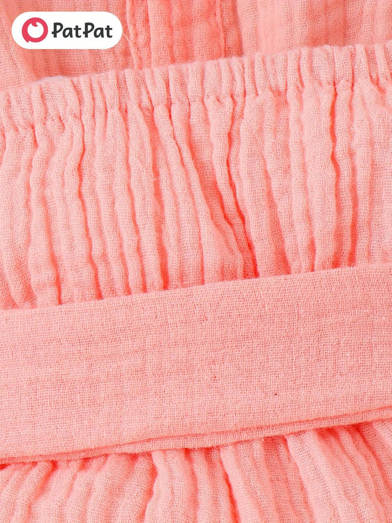 PatPat Baby Girl Front Buttons Belted Lapel Neck Strappy Ribbed Summer Backless Jumpsuits, for Outdoor