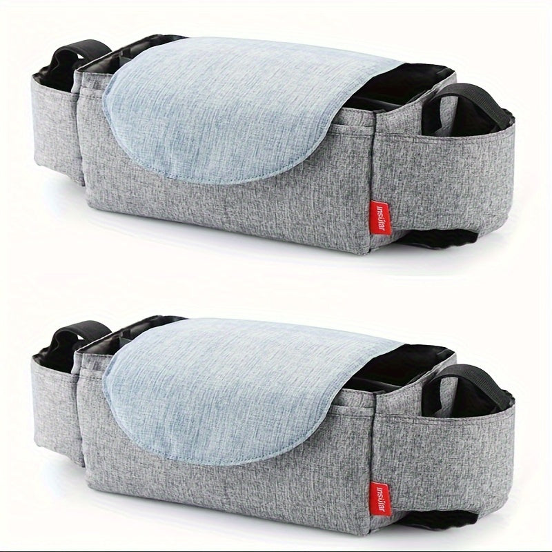 2pcs Universal Stroller Organizer Bag With Cup Holders, Stroller Accessories, Baby Diaper Bag