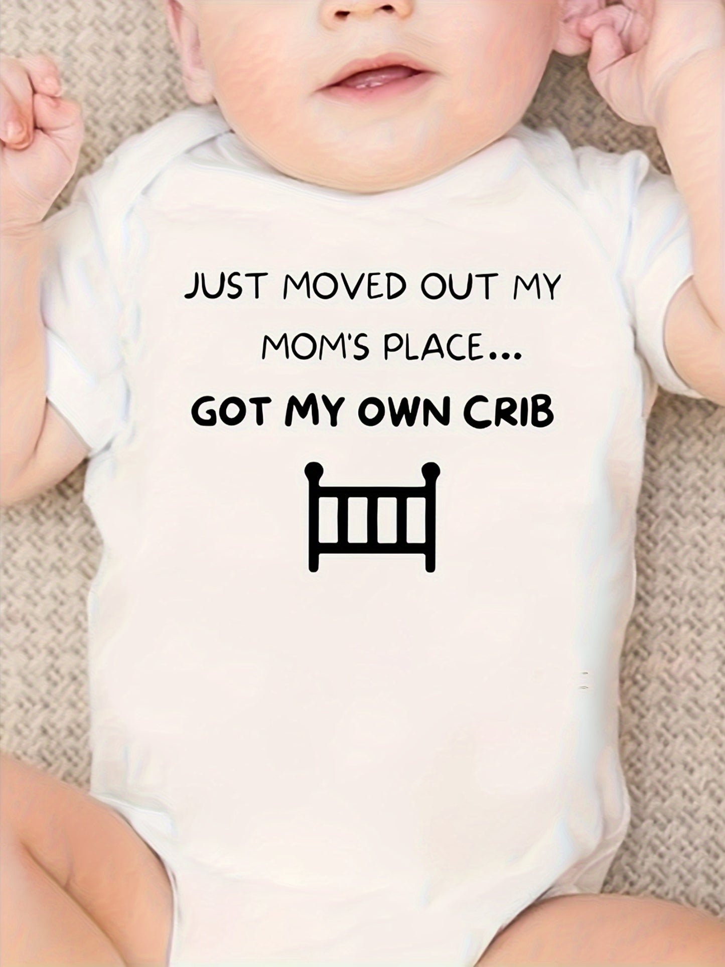 Cotton Baby Jumpsuit Alphabet Print Comfortable Round Neck for Outdoor Wear 0-12 Months