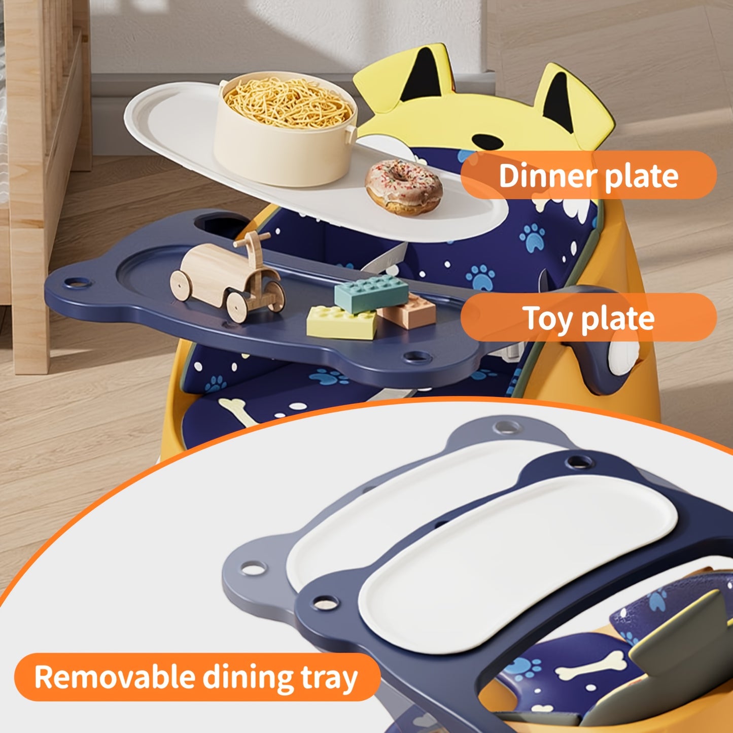 3 in 1 Portable Baby Inflatable Seat Toddler Chair with Activity and Feeding Functions