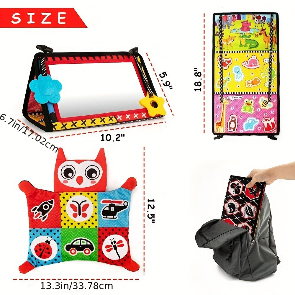 High Contrast Baby Mirror Toys for Sensory Development and Tummy Time Fun