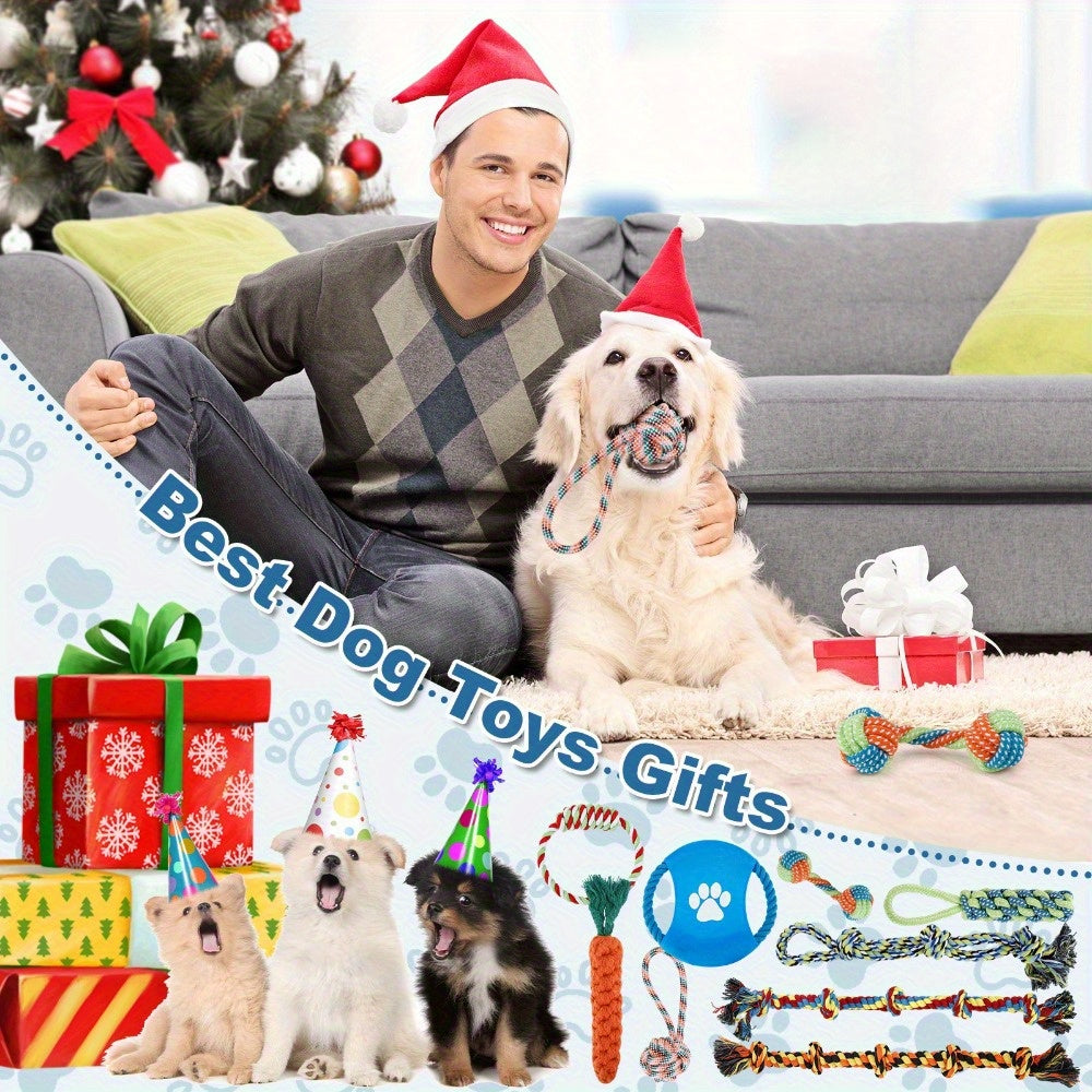 9pcs Dog Leash Toy Set for Small and Medium Dogs Durable Washable Interactive Toys