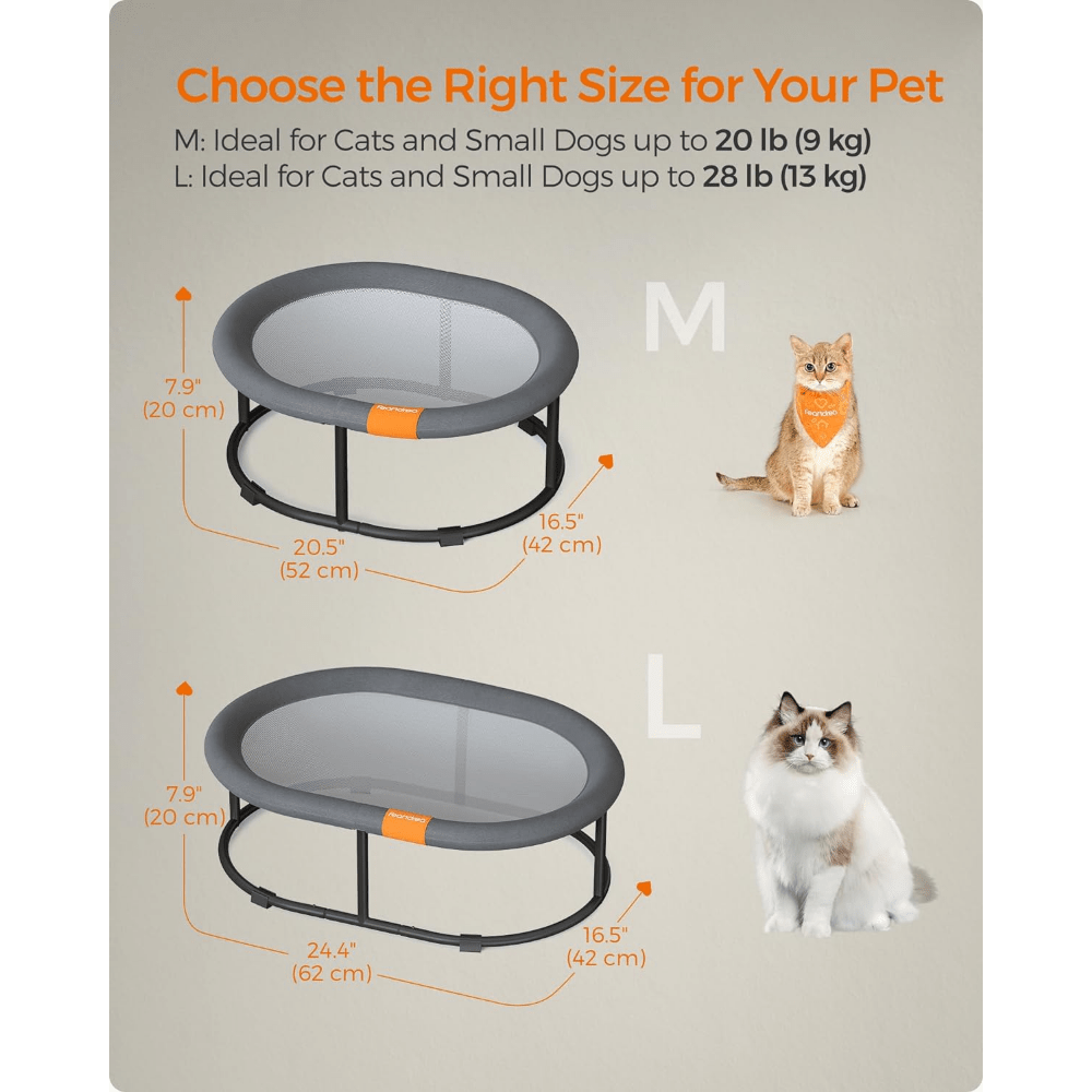Elevated Pet Bed for Large Cats and Small Dogs with Removable Washable Mesh Oval Design
