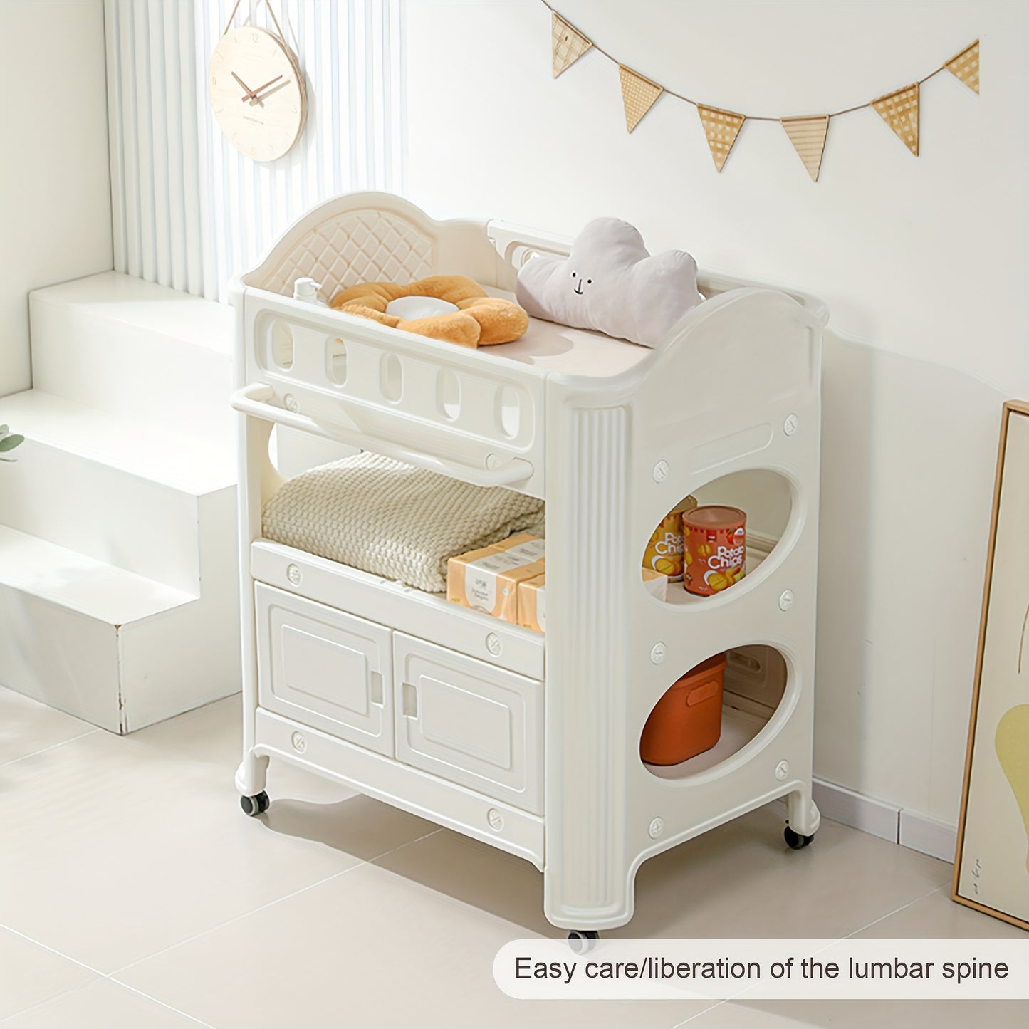 Baby Diaper Changing Station, Diaper Changer, Sturdy And Durable, Detachable Seat Belt, Easy To Clean Surface