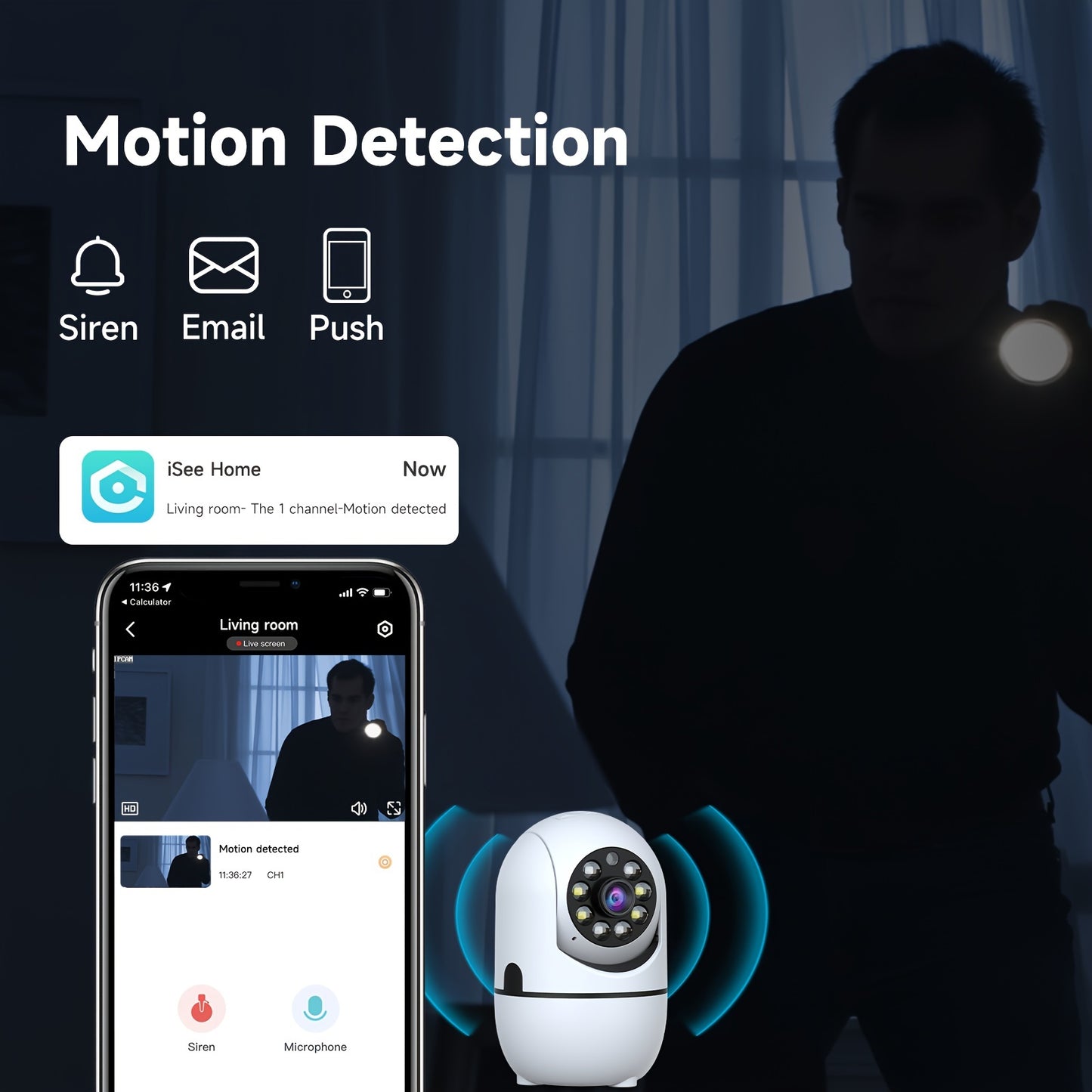 4pcs Wireless Indoor Security Camera Set with 355 Degree Pan Tilt Night Vision and Two Way Talk