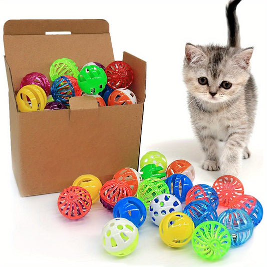 Interactive Cat Jingle Balls Toys 24pcs Assorted Color Lightweight Bell Balls for Kittens