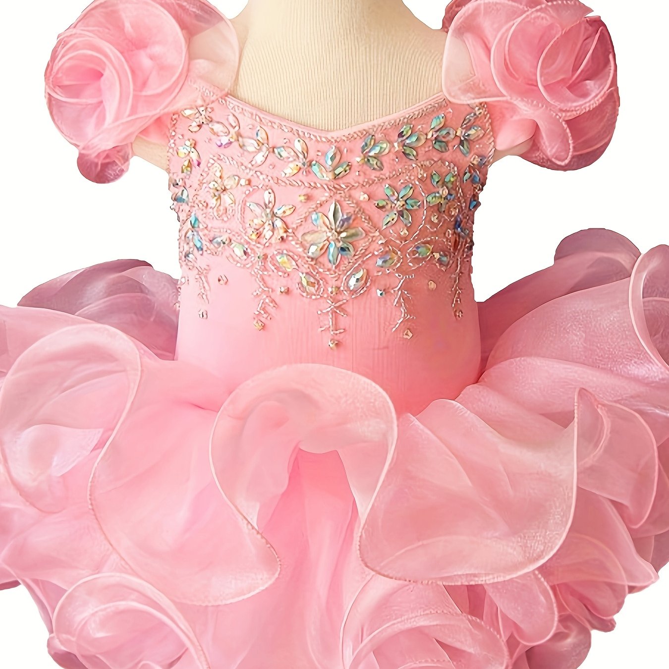 Jenniferwu Baby Girl Handmade Beaded Pageant Dress Toddler Princess Dress for Ages 0-3