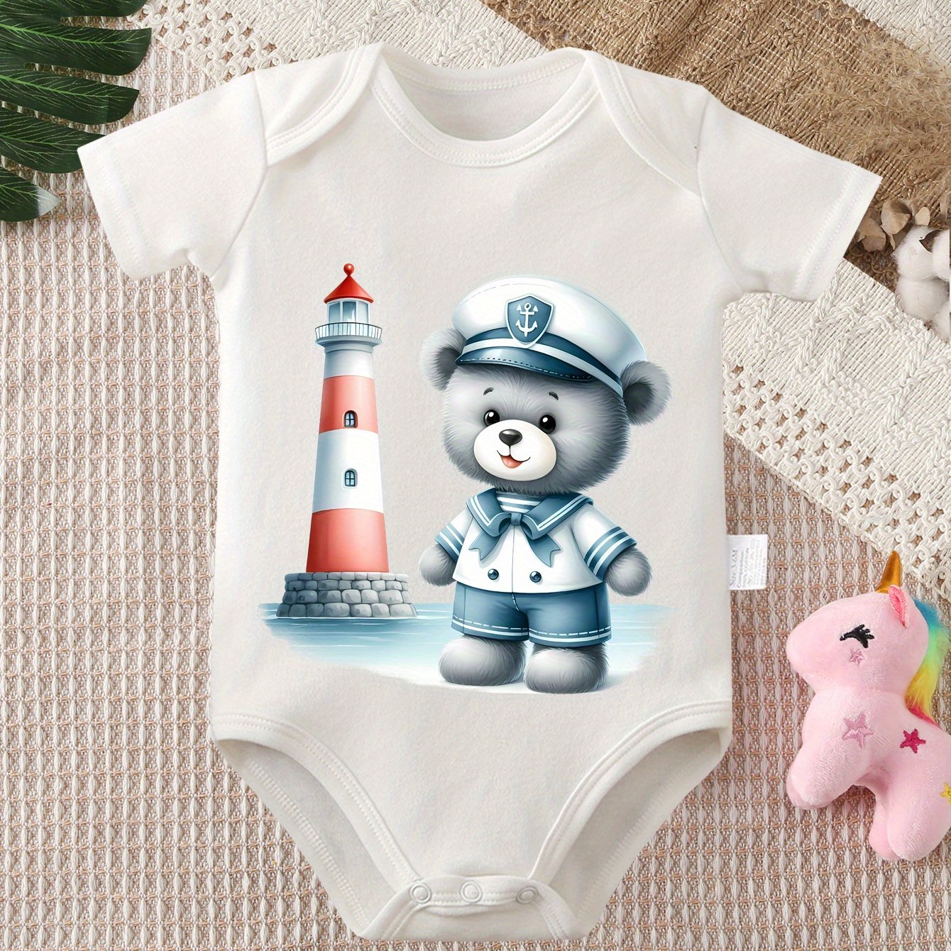 Cute Cartoon Bear Baby Onesie High Quality Bodysuit for Newborns 0 to 12 Months