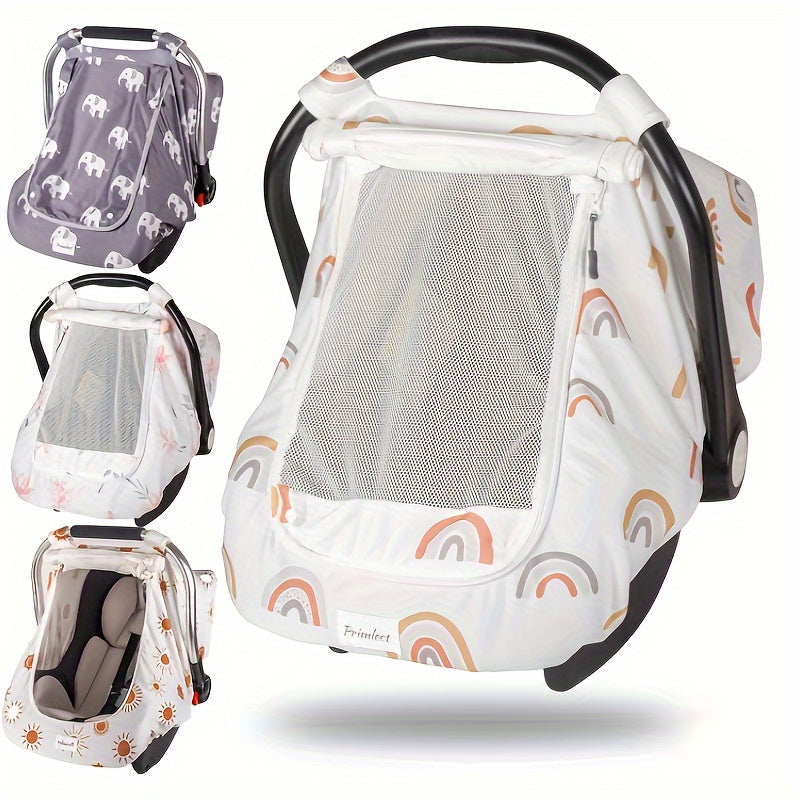 Stretchy & Breathable Baby Car Seat Covers with Peekaboo Design - Kick-Proof & Windproof Infant Carseat Cover for Boys & Girls, Large Window Safety, Durable Polyester Material, Multiple Colors (Light Blue, Pink, Purple, Green