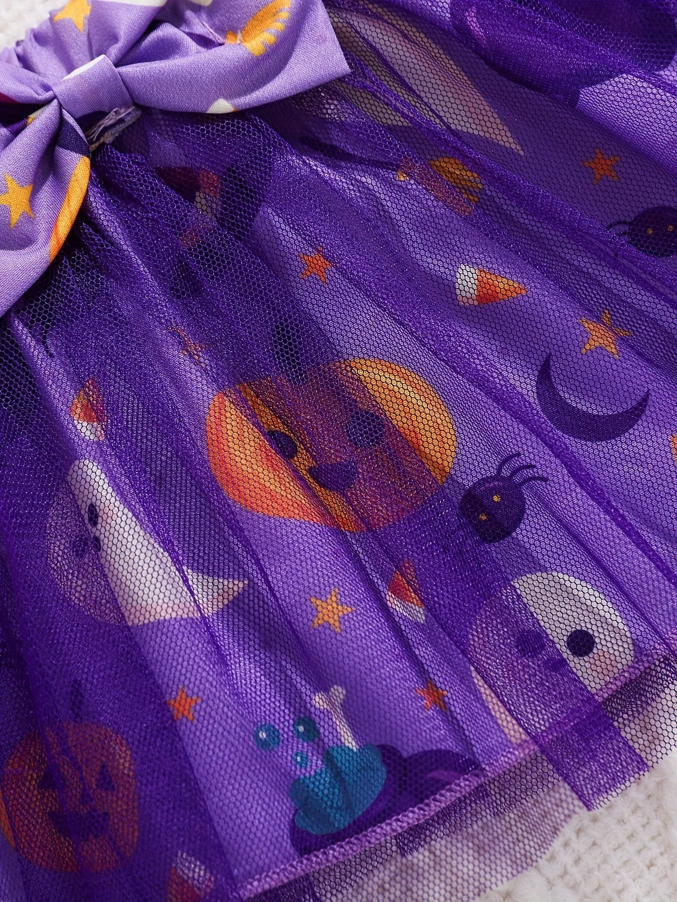 Halloween Purple Net Tulle Skirt Set For Baby Girl Outdoor