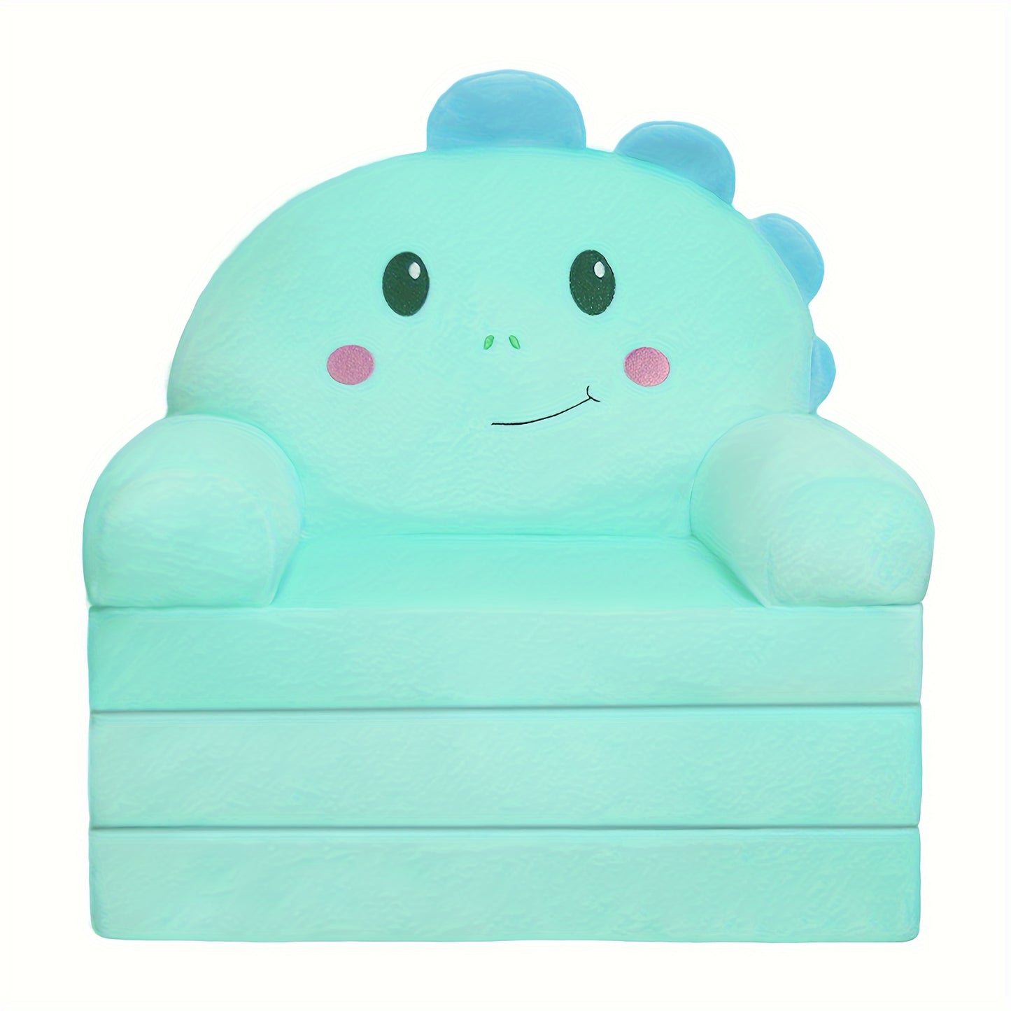 2 in 1 Convertible Velvet Youngsters Couch Soft Pink Cartoon Design Flip Open Chair