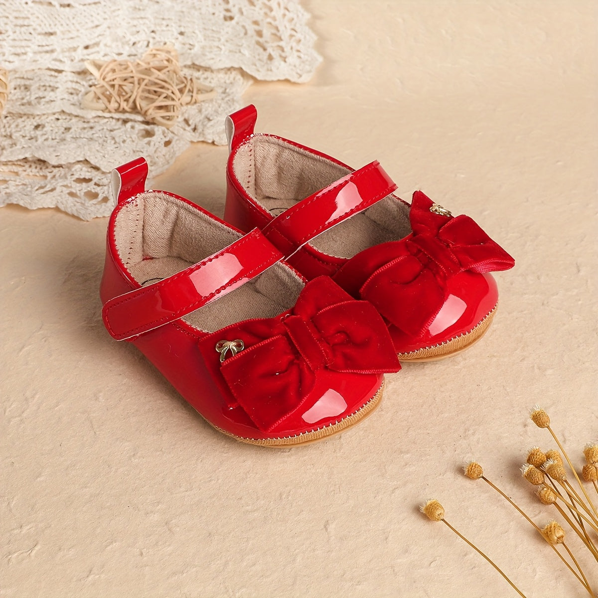 Infant Girls First Walking Shoes With Soft Non Slip Soles Velcro Easy On Closure