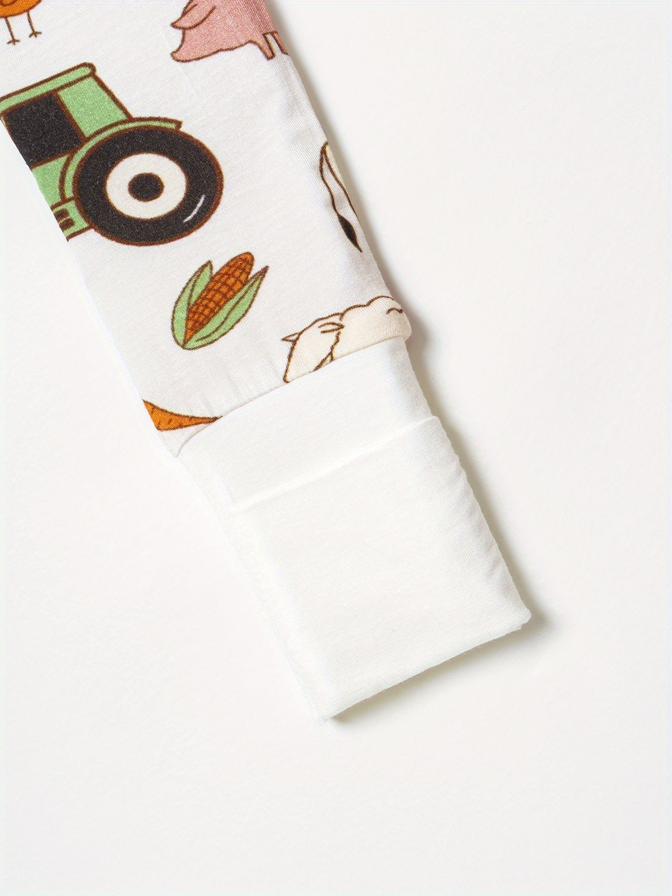 [Bamboo | Soft] Soft Bamboo Fiber Youngsters Romper | Long Sleeve, Zipper Closure, Anti-Grip Feet & Mitten Cuffs | Machine Washable, All-Season Comfort, Cartoon Farm Prints, Safe Youngsters, Bamboo Youngsters Clothes