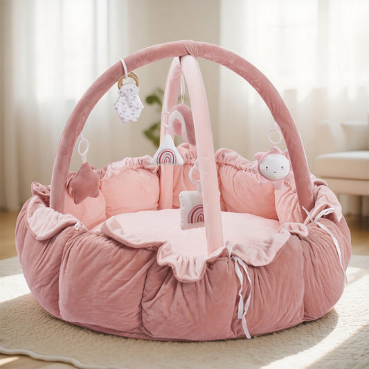 Cloudico 5 In 1 Thick Plush Baby Play Gym With Tummy Time Mat And 6 Toys From Baby To Toddler Ball Pit Pet Cushion